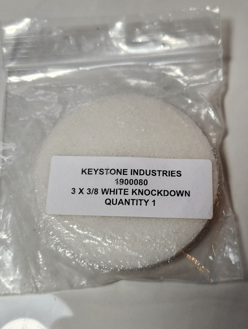 3" x 3/8" White Acrylic Knock-down Wheel (Keystone Industries)